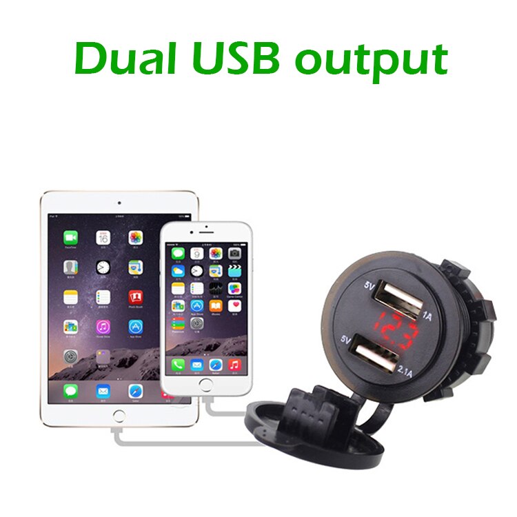 DC 12-24V 3.1A Dual USB Port Car Charger Cigarette Lighter Socket Power Adapter with LED Digital Voltmeter Meter Monitor