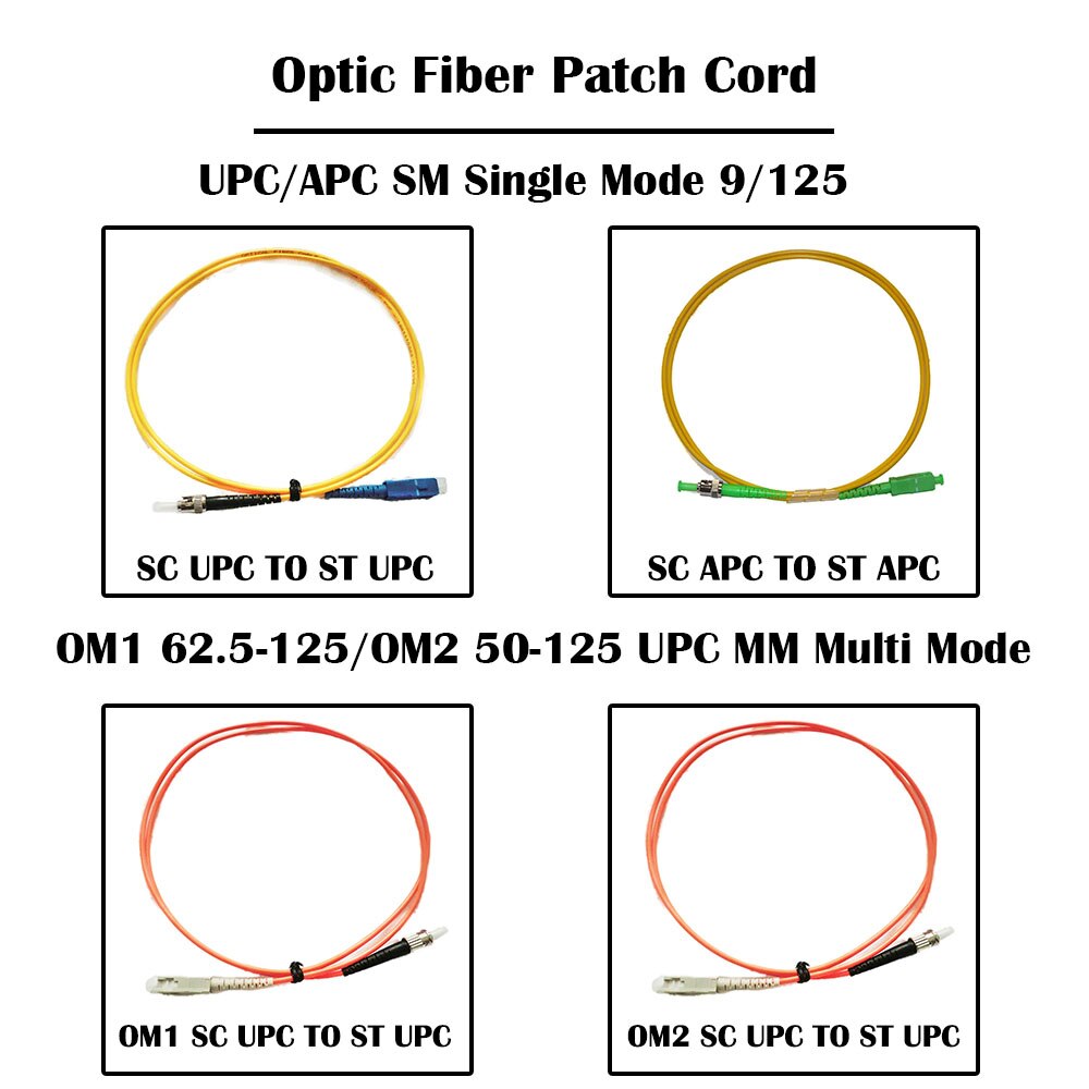 15 Meter SC TO ST Fiber Patch Cord UPC/APC Single Mode SM Multi Mode OM1/OM2 Simplex 3.0mm FTTH Ethernet