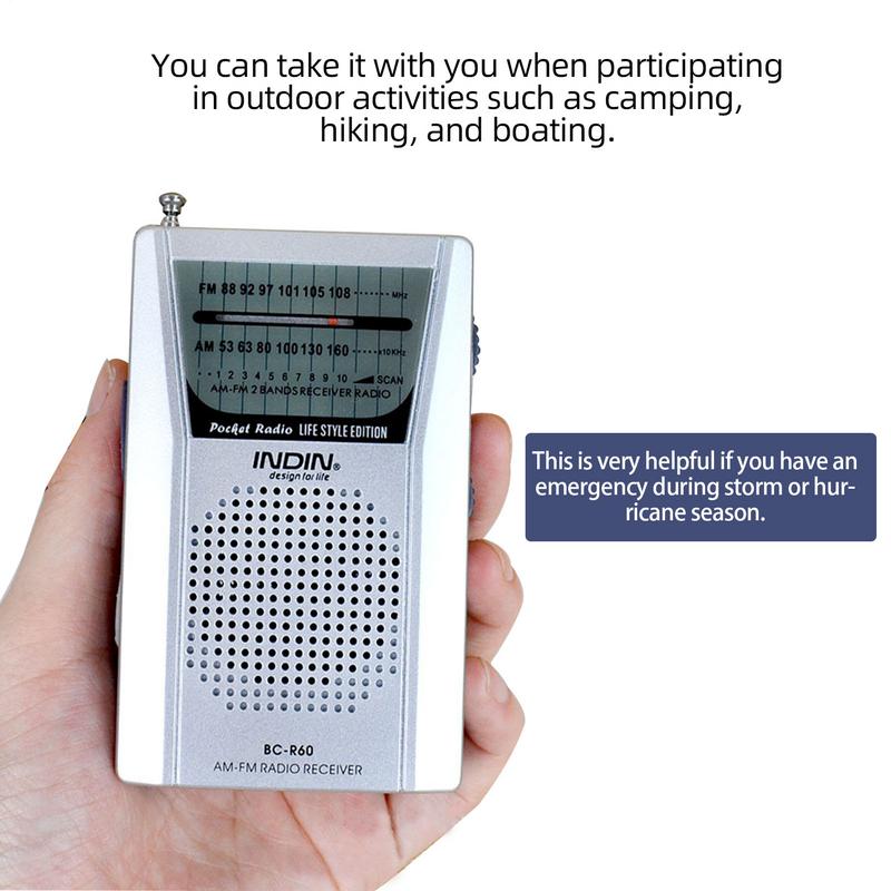 Mini Pocket Radio Speakers Earphone BC-R60 2-Band Portable Radio AM FM AA Battery Operated w/ Speaker Headphone Jack