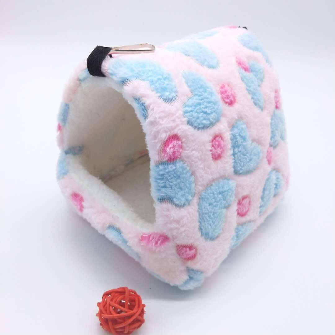 Cute Small Pet Bird Parrot Hamster Soft Comfortable Cage Plush Hanging Hammock Nest House Sleeping Bed Warm Nest Pet Products: Pink / M 14x12cm