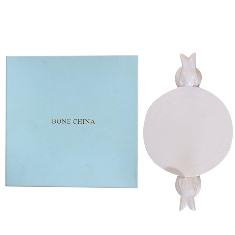 Easter Ceramic Cake Storage Home Display Tray Bunny Tray with Box