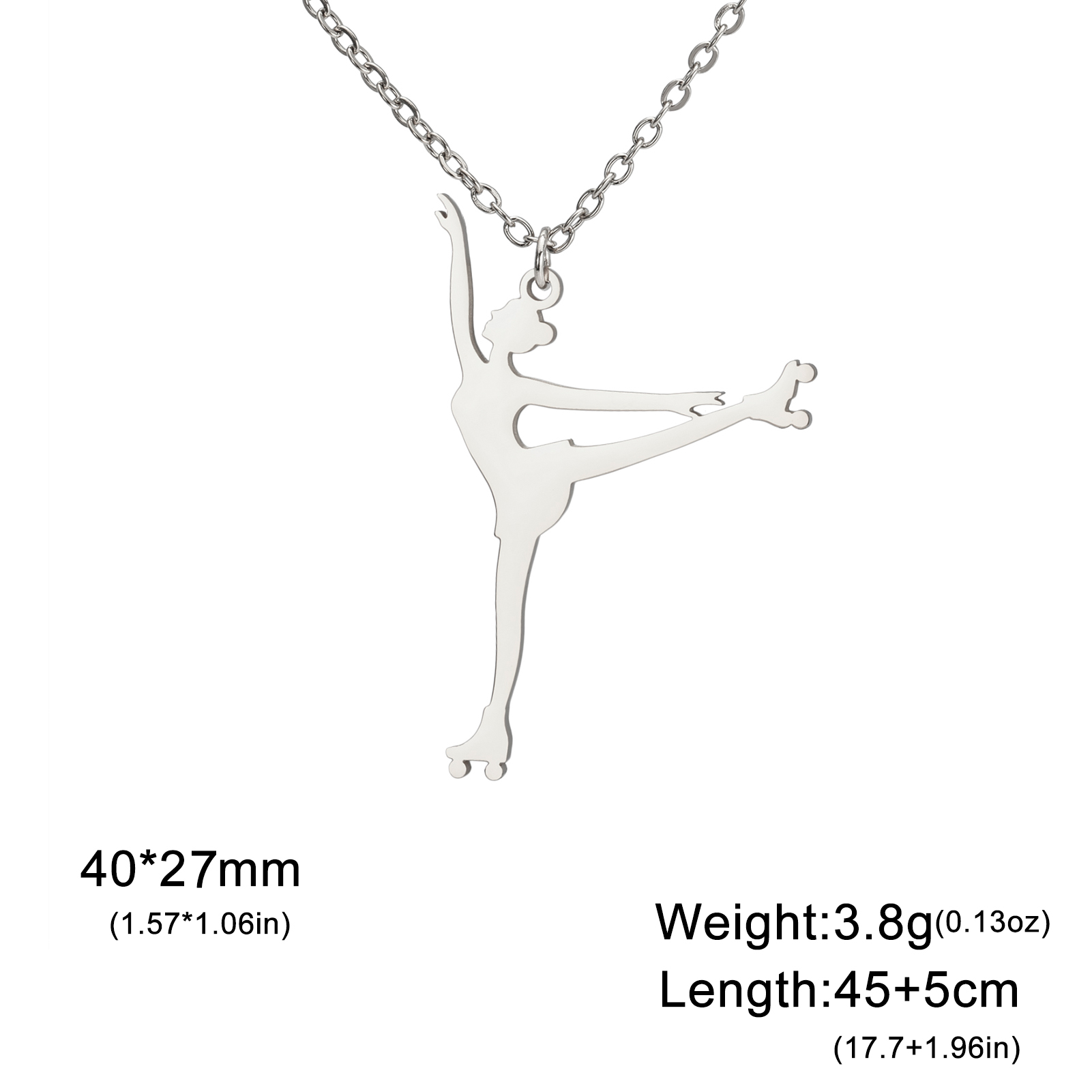 Unift Figure Ice Skater Necklace for Women Daughter Stainless Steel Roller Skating Sport Artistic Skating Girl Jewelry Trendy: Gold-color
