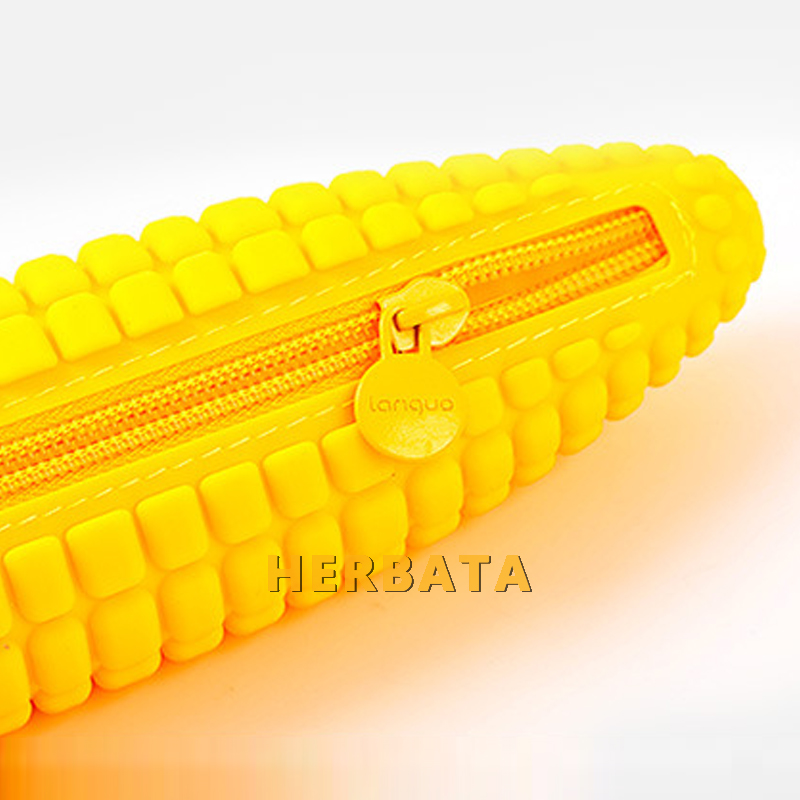 Corn Shaped Silicone Pencil Case - Fun Food-Themed Pen Storage Bag for School Supplies & Student Stationery (Cartuchera)