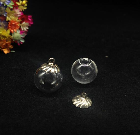 5 14mm esferas de cristal con cuentas mixtas, accesorios para tapa, dijes, colgantes para frascos de cristal, tapas de cristal, frascos, collares: Pequeña capitalización de plata