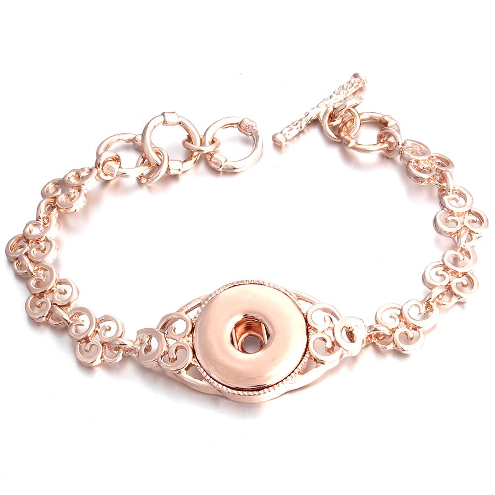 Snap Bracelet Rose Gold Silver Color Snap Bracelet Bangles Crystal 18MM Snap Button Bracelet for Women Men Exchange Jewelry: 8