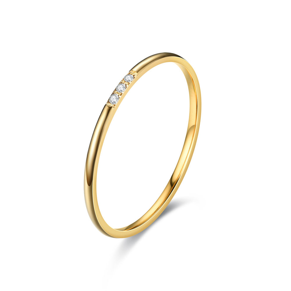 Anillo apilable de circonita pequeña pavimentada chapada en acero inoxidable, joyería fina de Color dorado: 10 / Naranja