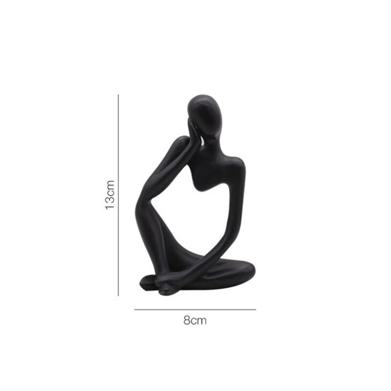 Home Decoratie Hars Sculptuur Denker Karakter Abstract Standbeeld Art Europese Stijl Voor Home Decor Moderne Kantoor Plank Desktop: Black C