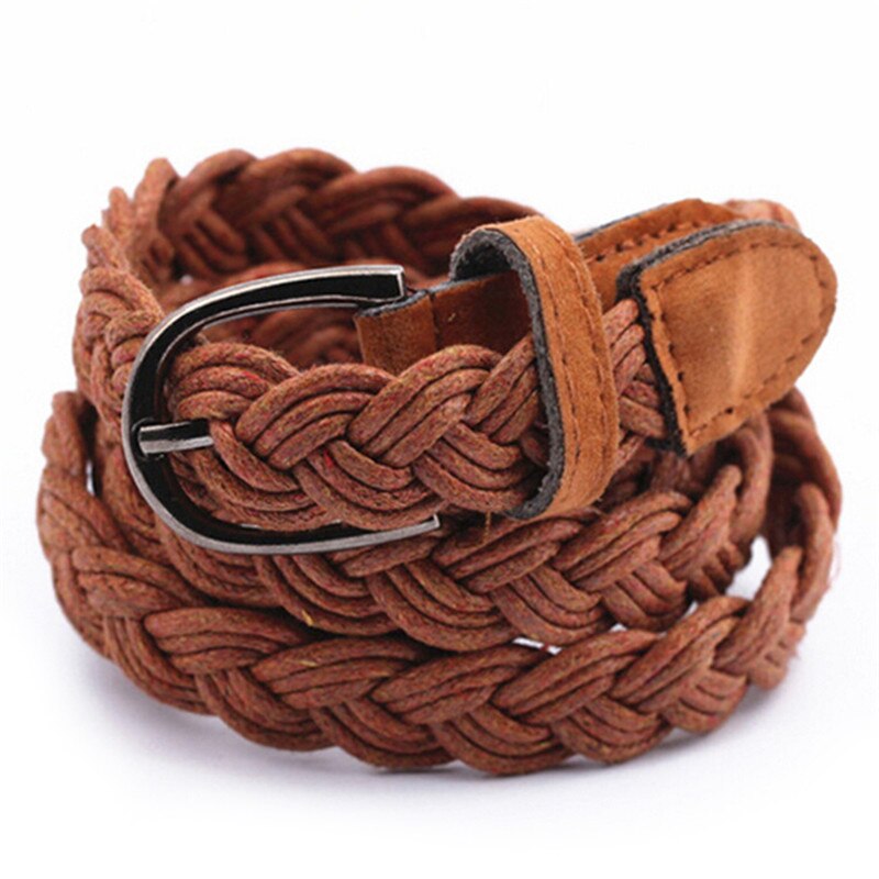 Cinturón trenzado de cuerda de cáñamo para mujer, banda de cintura trenzada, para vestido, hebilla de Metal Multicolor