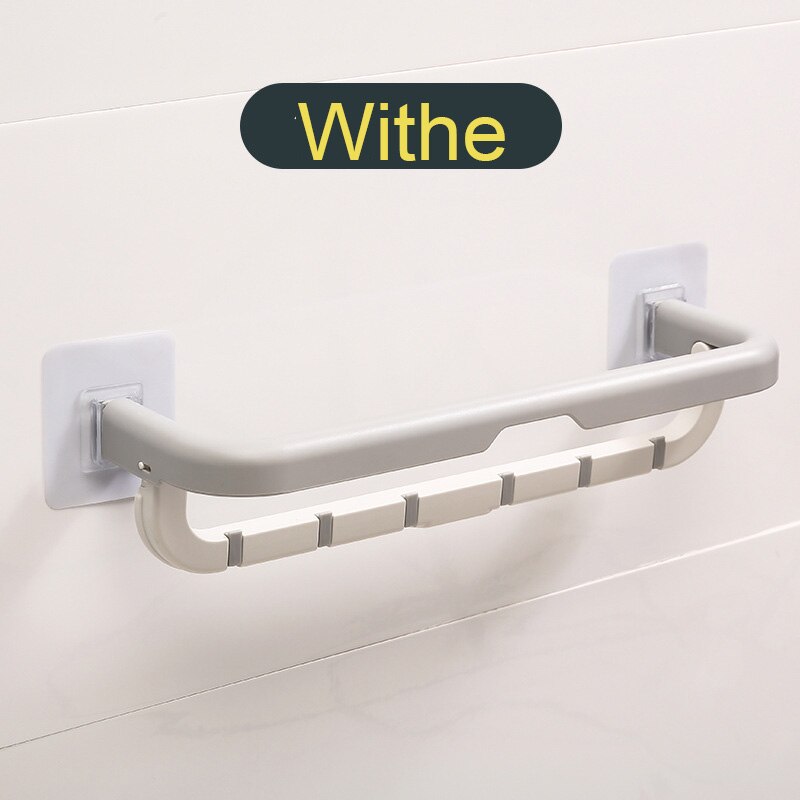 Selvklæbende håndklædestativ vægmonteret håndklædestang badeværelse håndklædestang hyldeholder 2 lag kroge badeværelsesarrangør: Hvid