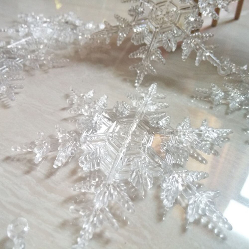 20 stks/partij Sneeuwvlok Vorm Clear Crystal Plastic DIY decoratieve Ambachtelijke Jaar Kerstboom Ornamenten Raamdecoratie