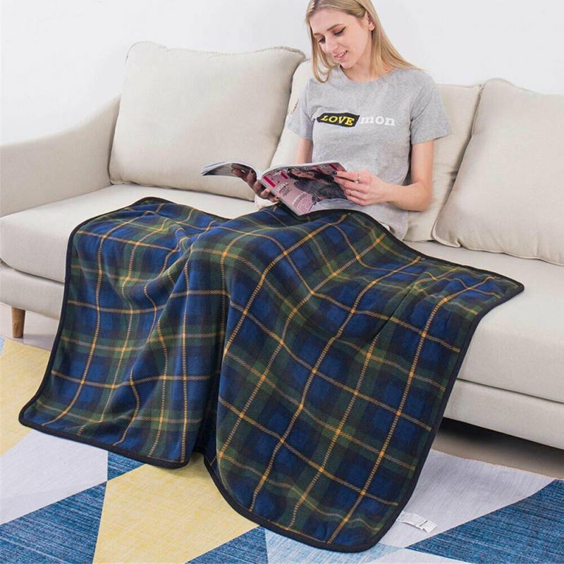 Plaid Heated Blanket Hoodie Fleece Flannel PlPlaid Hoodie Fleece Flannel Plush Bts Serape Wearable Blanket Shawl Thicken Blanket