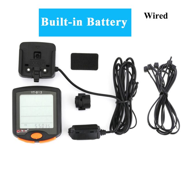 Bogeer-ordenador YT-813 para bicicleta, ciclocomputador inalámbrico con cable, velocímetro para motocicleta y bicicleta eléctrica, odómetro Digital LCD resistente al agua: Wired Speedometer B