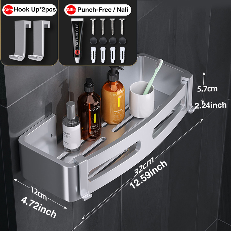 Joybos Ruimte Aluminium Badkamer Plank Douche Planken Geen-Boor Wall Mount Douche Opbergrek Hoekplank Badkamer Accessoires