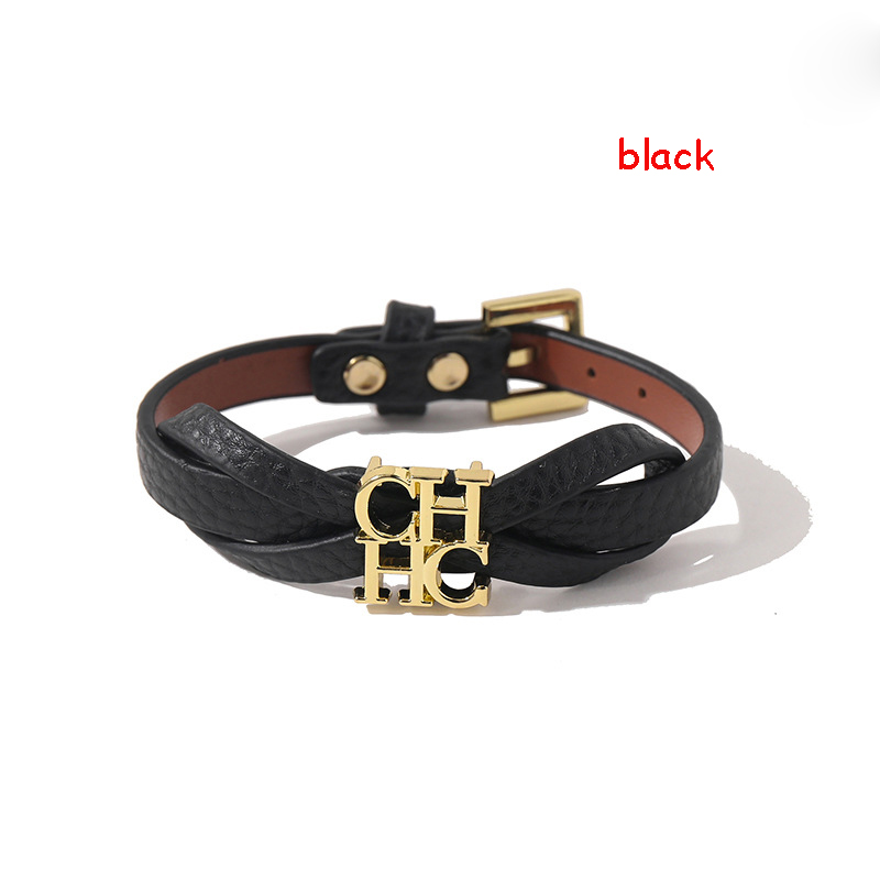 Letter Bow-knot Ornament PU Leather Bracelet for Women Trendy Alloy Metal Girls Bracelet&Bangle Jewelry