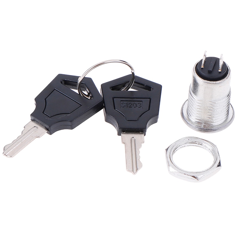 10.5mm 220V / 380V Zinc Alloy Electronic Key Switch ON OFF Lock Switch Phone Lock Security Power Switch S1203 2PIN 2 Keys !