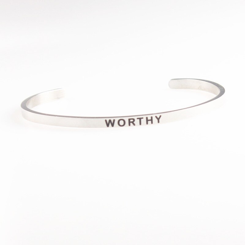 LOVE YOURSELF Stainless Steel Bracelets Bangles Engraved Open Cuff Mantra Bracelet Positive Inspirational Quotes Jewelry