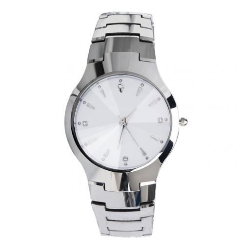 Casual par ure til kvinder mænd rund skive kalender legering forbundet rem analog quartz armbåndsur armbåndsure dame ure: Sølv mænd