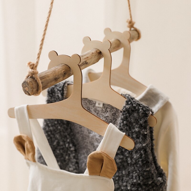 Kids Panda Hangers Houten Baby Broek Hanger Kinderen Kleine Hanger Voor Kleding Winkel Gehaakte Ondersteuning Jarretel Schorsing