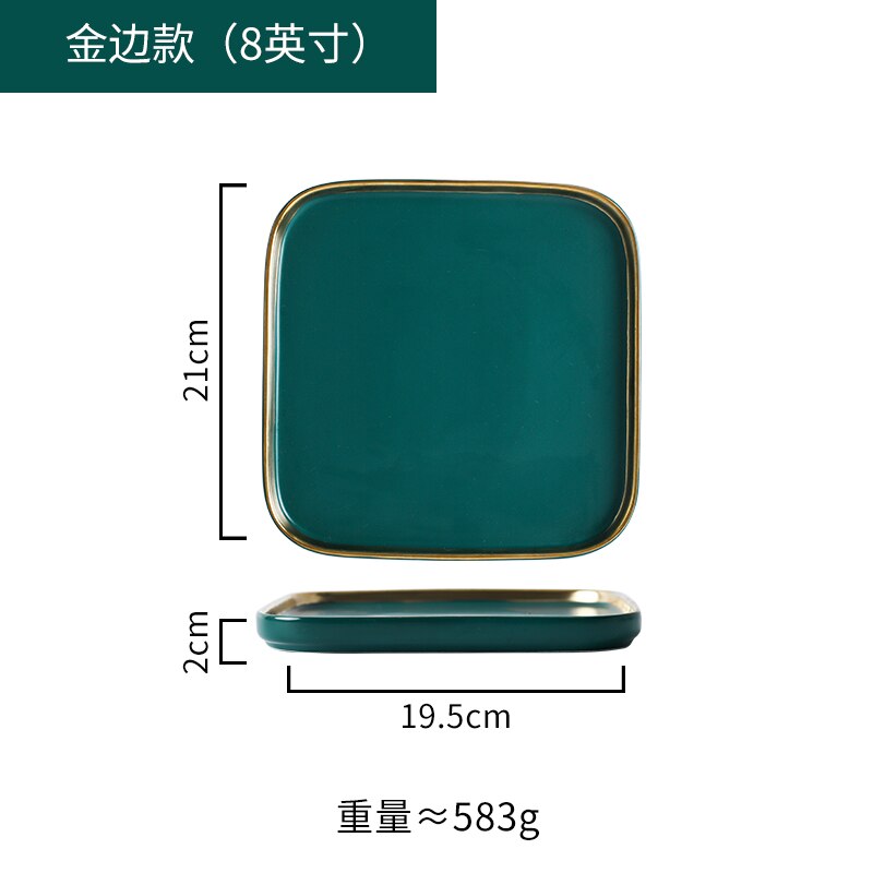 Nordisk keramik western tallerken grøn husholdning firkantet service restaurant phnom penh bøf fad køkkenredskaber snack kagebakke: B2 21 x 19.5cm