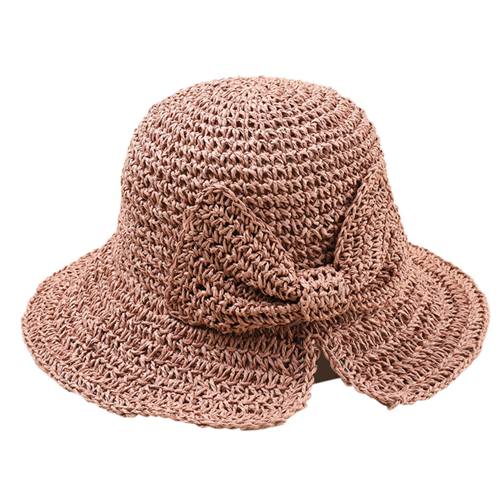 femmes été chapeau plage paille chapeau Panama dames casquette Vintage plat large bord Bowknot soleil chapeaux pour femmes Sombrero Mujer: Rouge