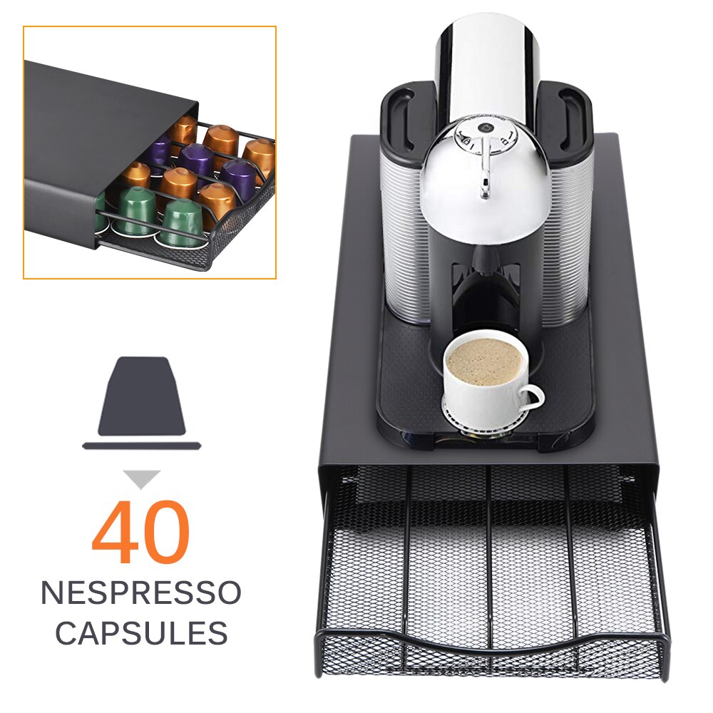 Porte-capsules café Nespresso tiroir support métal inox boite de rangement capsule de café porte dosette de café tiroir de rangement