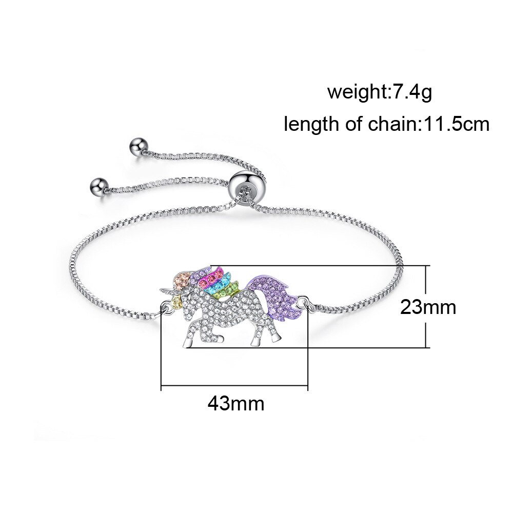 Mode-sieraden Eenhoorn Pull Handvat Kristallen uit 925 Zilveren Kralen Armband Kralen Harten Liefde vrouwen Moederdag