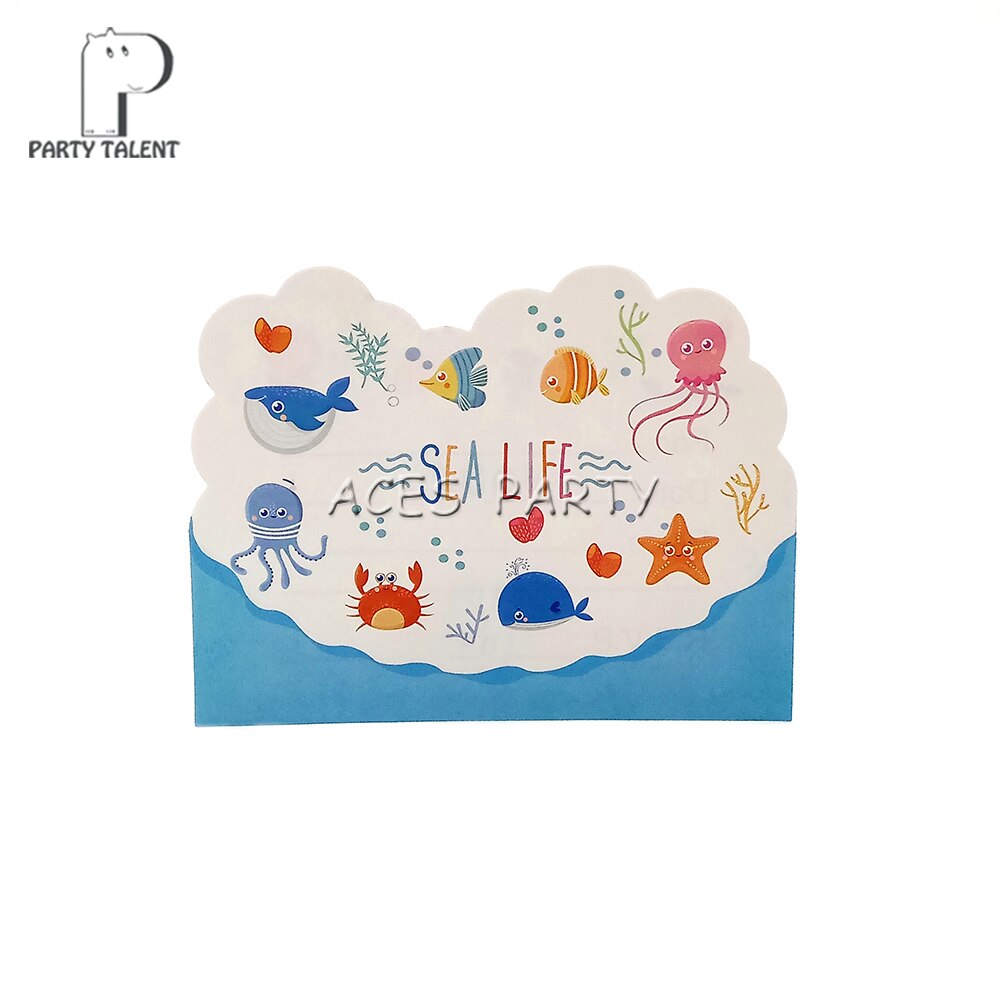 Party supplies 8pcs Seaworld Marine Animals Sea Life theme invitation card invitations for kids birthday party decoration