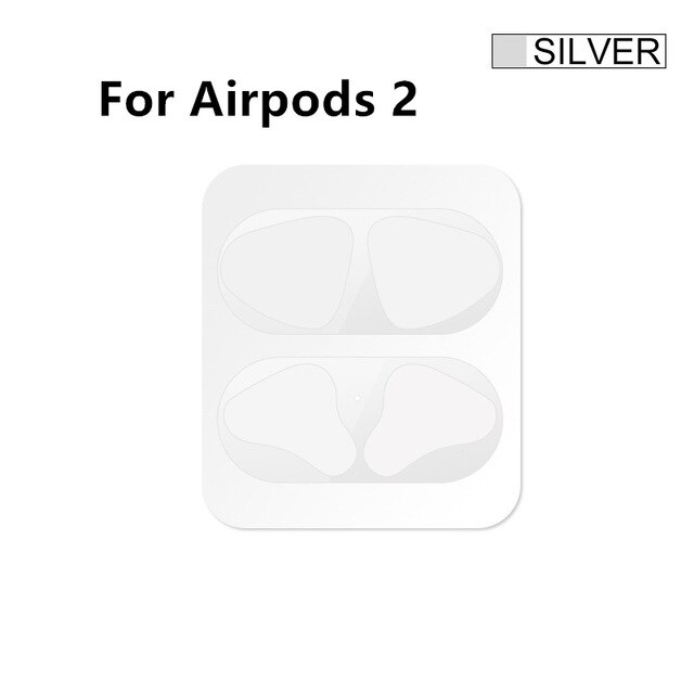 Protector de polvo de Metal para Airpods, pegatina de accesorios para la piel de Apple, caja de carga, Protector para Airpods 2, Airpods 2: silver for airpods 2