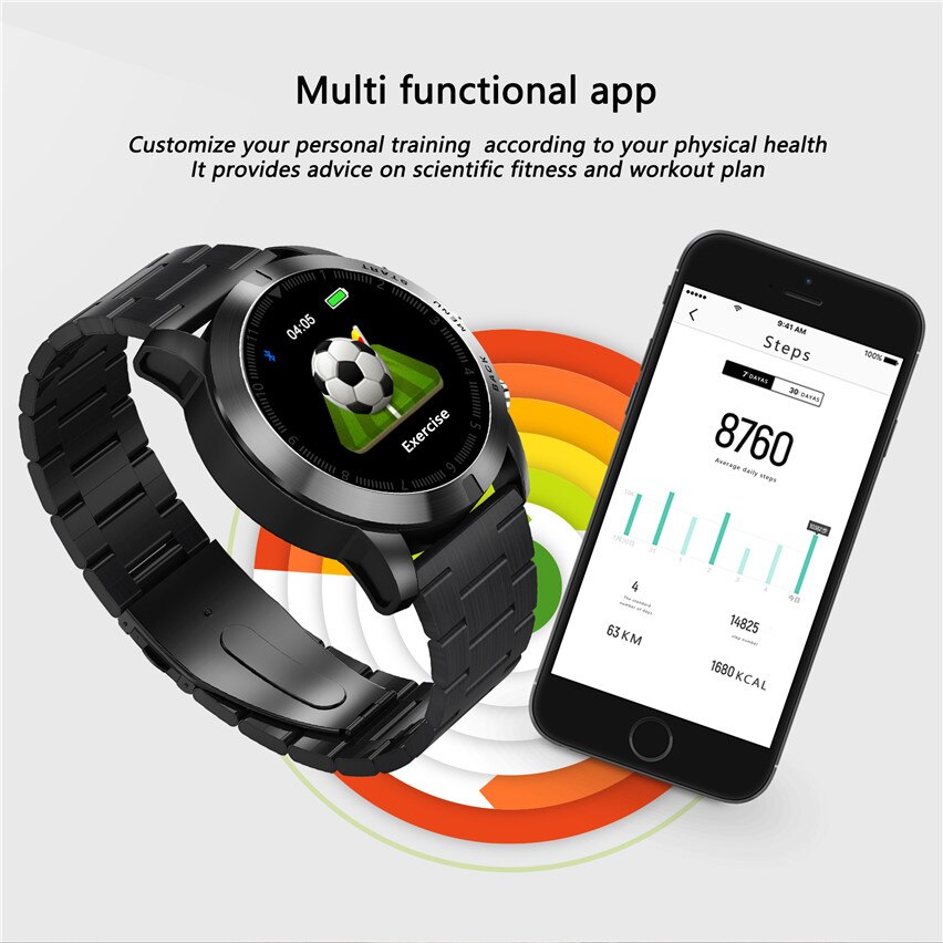 DTNO.1 S10 Smart Uhr 1,3 ''IP68 Wasserdichte Bluetooth 4,2 Smartwatch Herz Rate Überwachung Kompass Sport Uhr für Android iOS