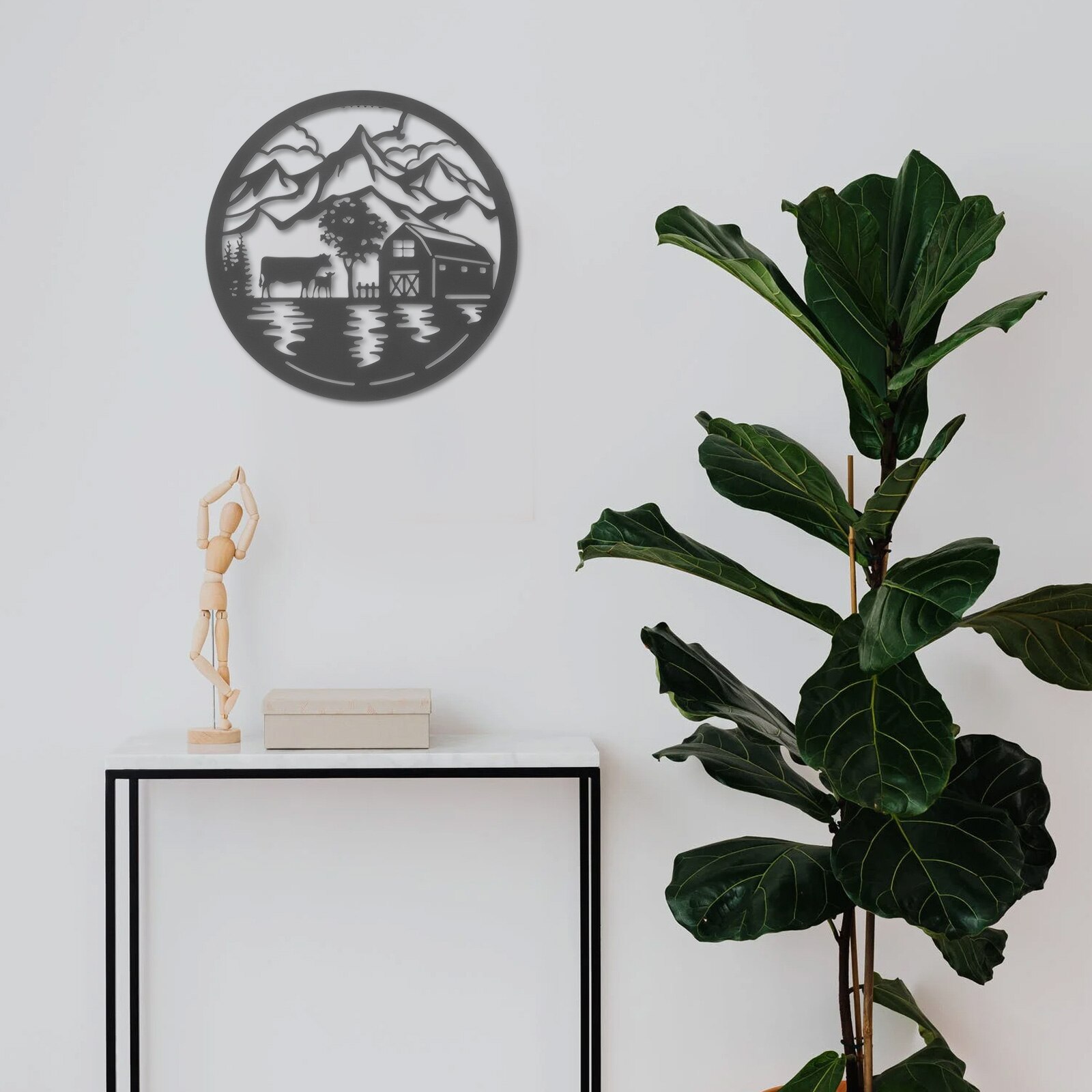 Iron Art Wall Decor Metal Art Sculpture Hanging Decor Circular Wall Ornament