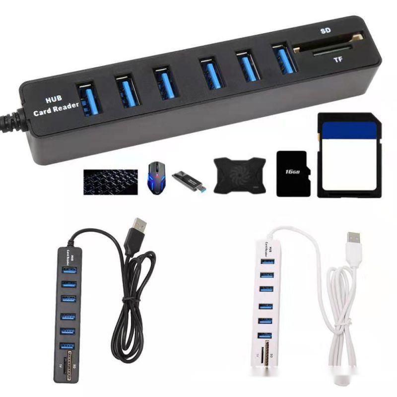 Usb hub 2.0 multi usb 2.0 hub usb splitter høj hastighed 3 /6 porte 2.0 hab tf sd kortlæser alt i en til pc computer tilbehør