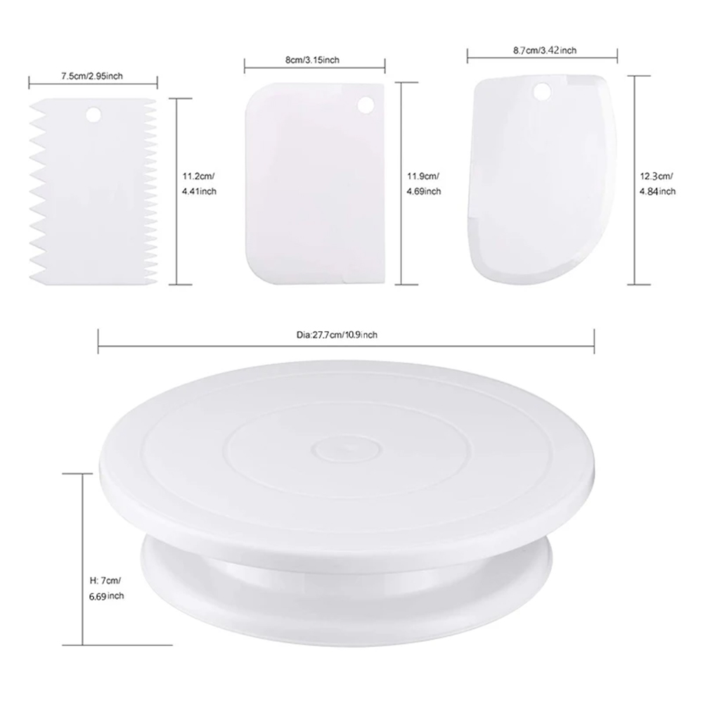 7Pcs Cake Making Tools Kit For Decorating Include Plastic Rotating Cake Turntable Icing Smoother/Spatula Cakes Leveler