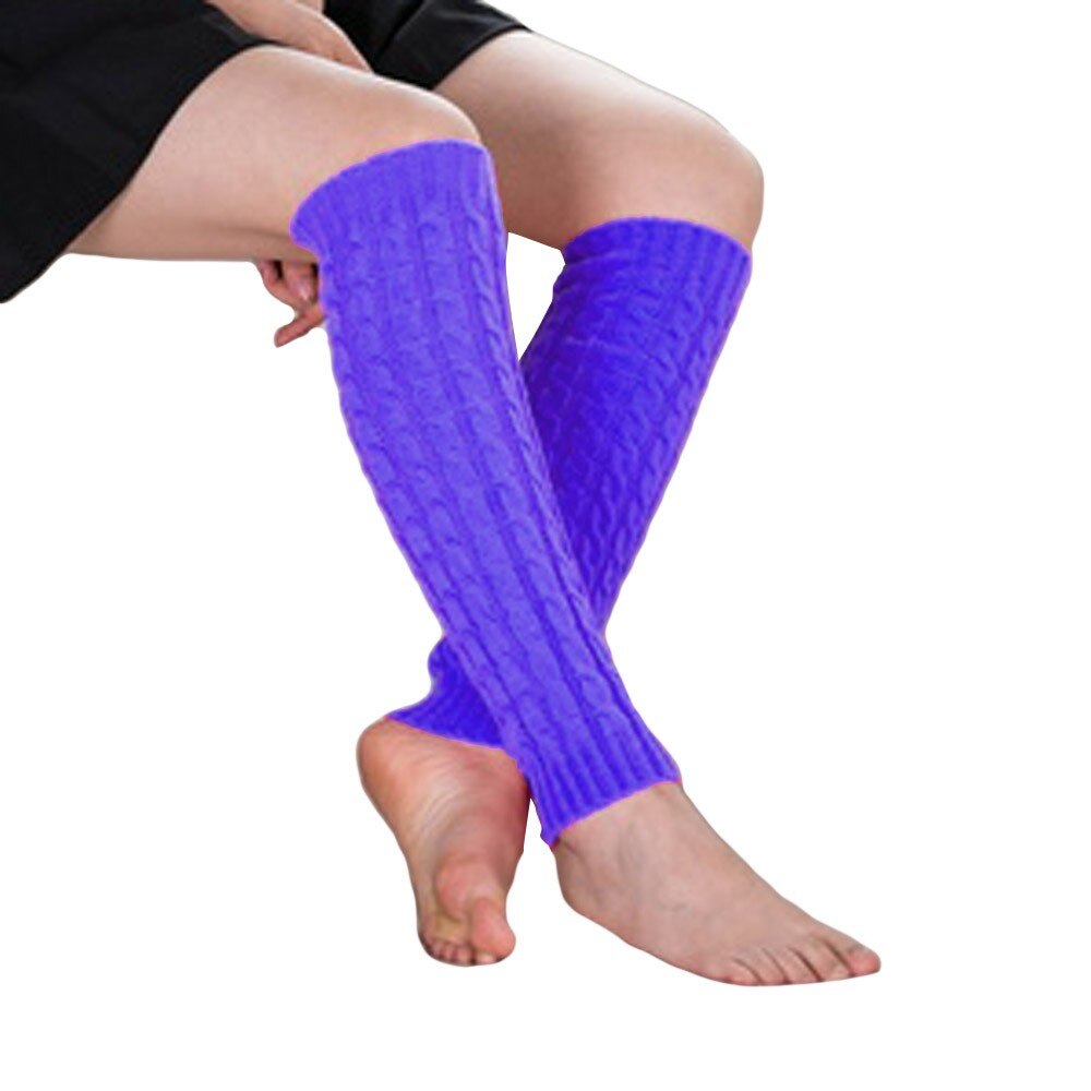 Women Winter Warm Leg Warmers Knitted Crochet Long Socks High Knee Socks Winter Warm Pashmina Cashmere Warm Legs Guantes #38: Purple 