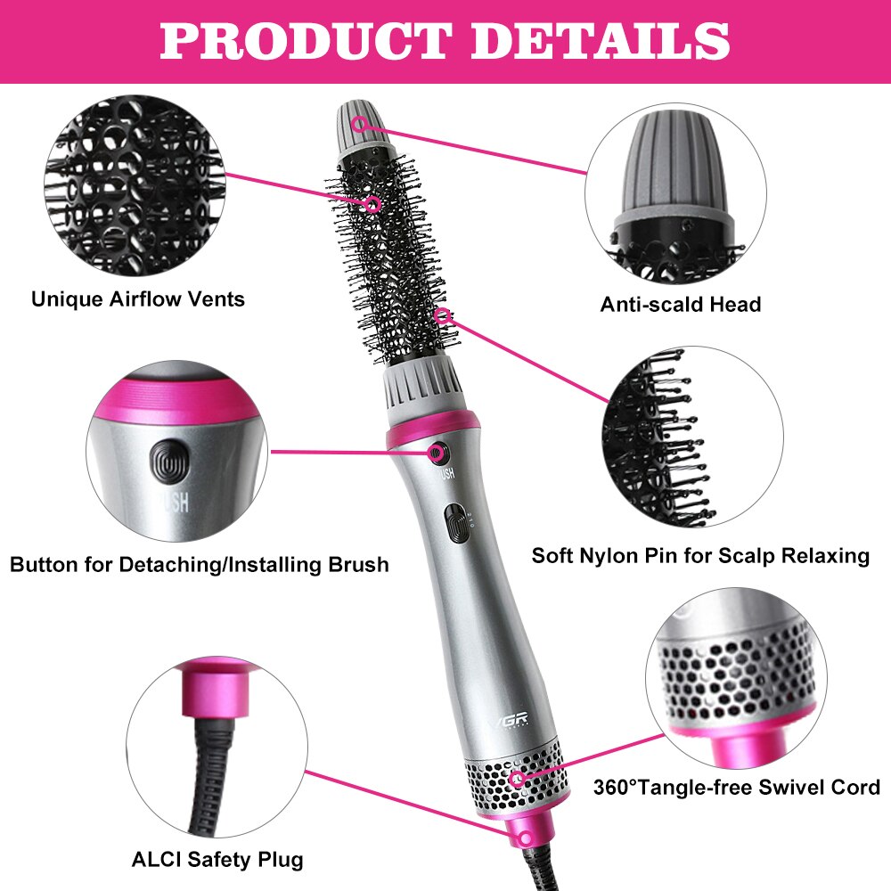Haar Blower Borstel 4 In 1 Föhn Air Brush Styler En Volumizer Curler Kam Roller Een Stap Ion blow Haar Salon Set