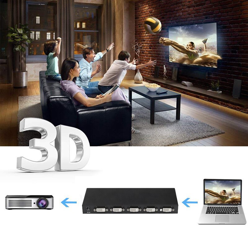 DVI Splitter 1x4 DVI Distributor Switcher 1 In 4 Out Full HD 1080P@60Hz for projector monitor computer graphic card