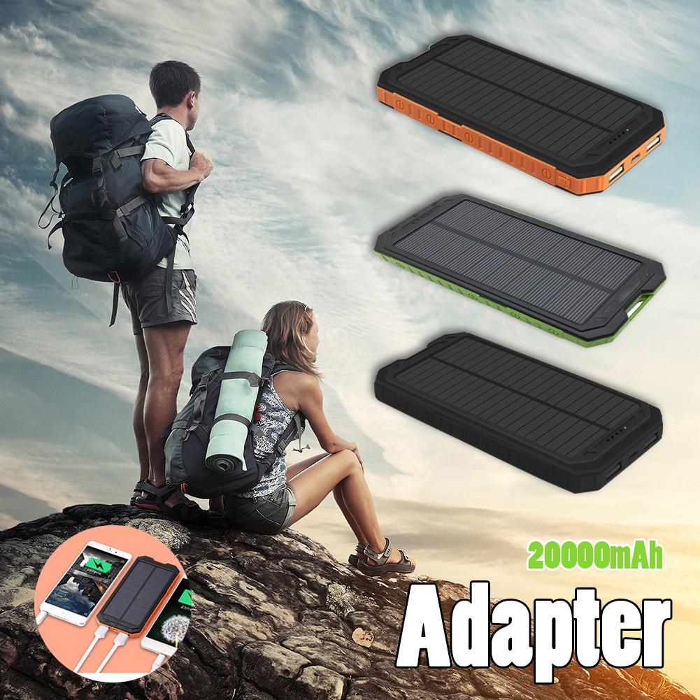 FR ES US 200000MAH Outdoor Lighting Waterproof Portable Mobile Solar Lamp Charger Dual USB Battery Power Bank Case Kit