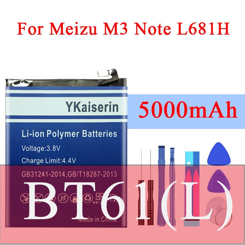 Highly Battery For Meizu Note 5 M5 Note/M5 5S M5s/M3 M3s/M3 Note L681H M681H Battery BA621/ BA612/ BT15/ BT61/BT68 Phone Battery: BT61 L681 M3 Note