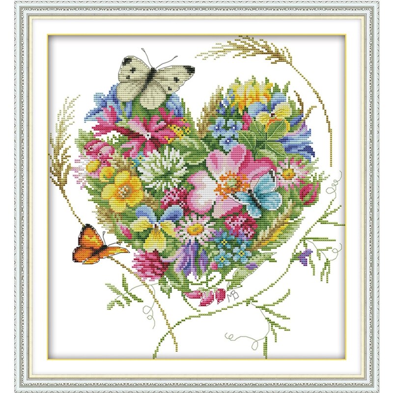Vlinders liefde bloemen 13 telpatroon aida 14ct 11ct count gedrukt canvas steken borduurwerk DIY handgemaakte handwerken
