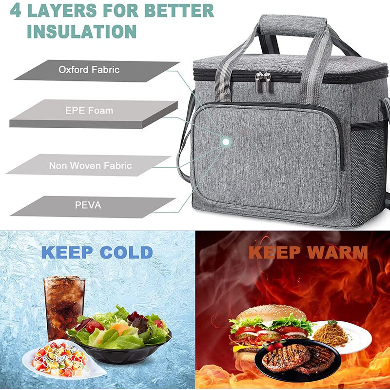 Sac à main isotherme pour pique-nique, capacité étanche de 15l, boîte à déjeuner, sac à main pour voyage, glacière Portable, sacs alimentaires pour hommes, femmes et enfants