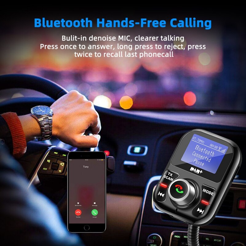 Digital Radio Adapter FM Transmitter Portable DAB Car Radio Bluetooth Hands-Free MP3 Receiver With LCD Display