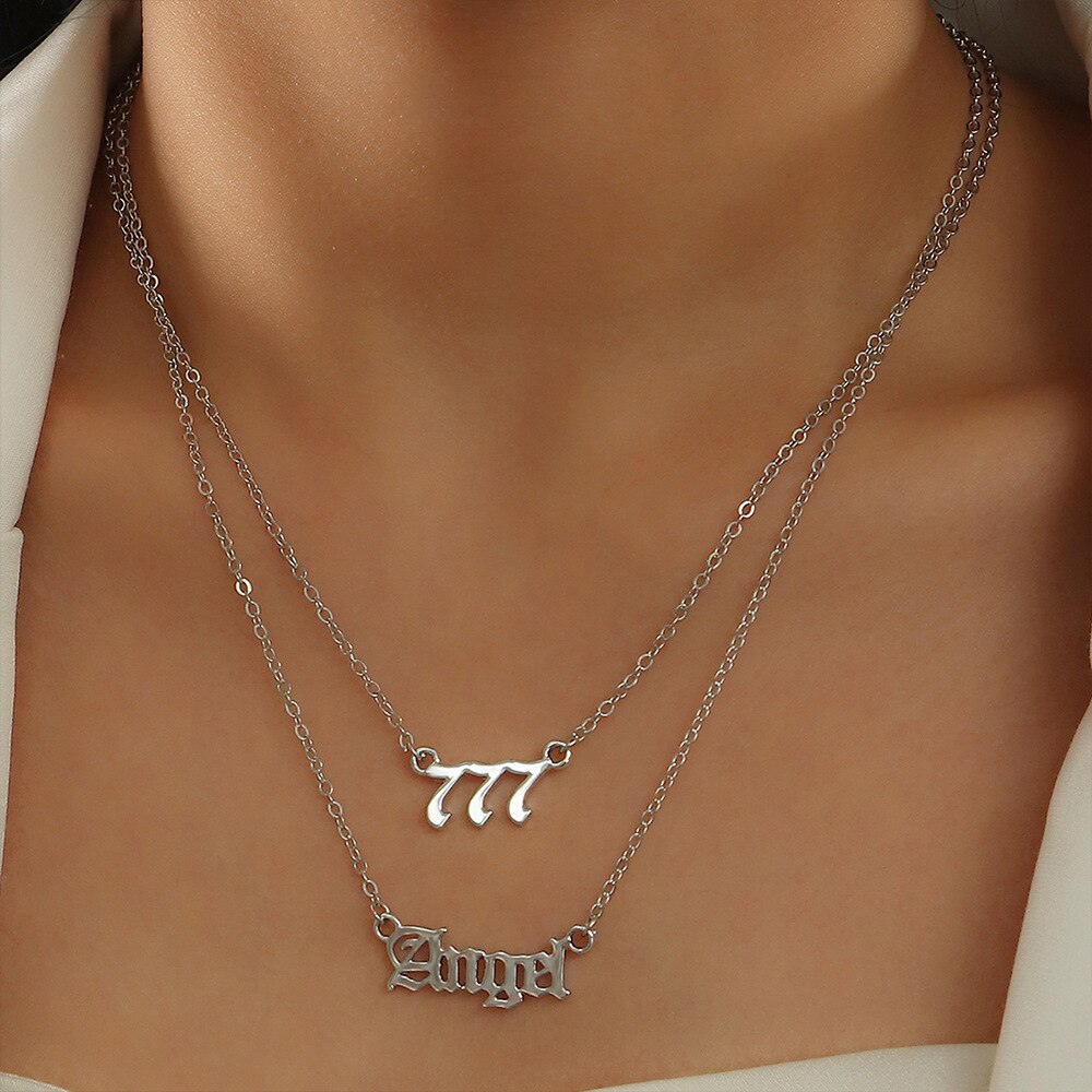 Minimalistische Angel Nummer Ketting 111 222 333 444 555 777 Zilver Kleur Choker Ketting Voor Vrouwen Mannen Lucky Nummer Ketting sieraden