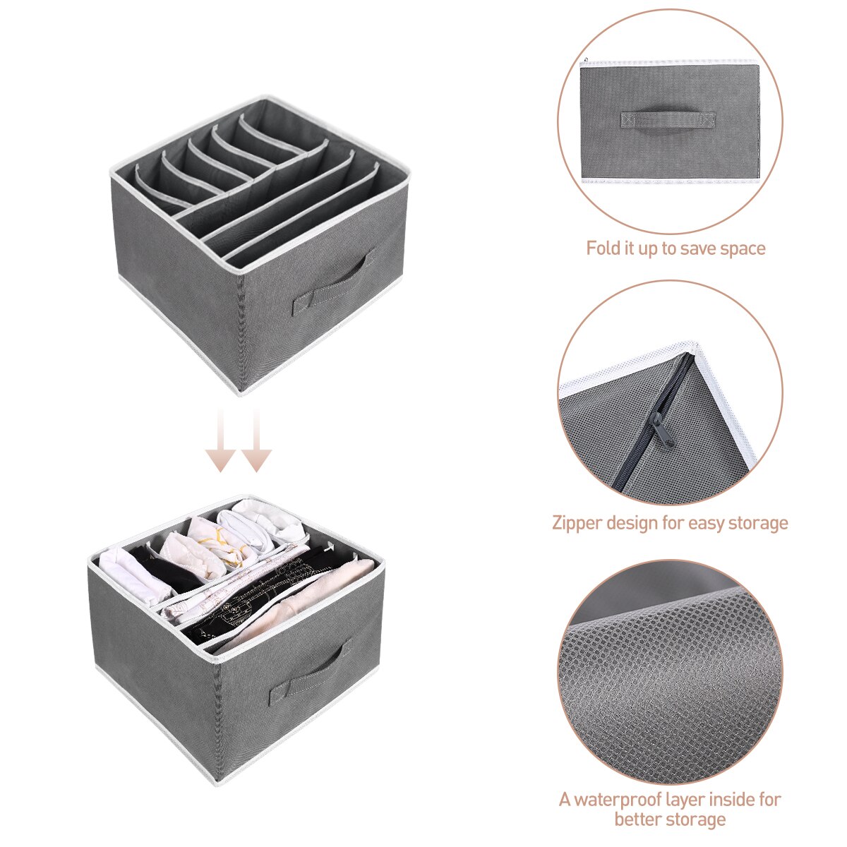 Hanging Closet Organizer Multi-layers Hanging Shelf Collapsible Closet Organizer with Side Pocket Underwear T-shirt Storage Box