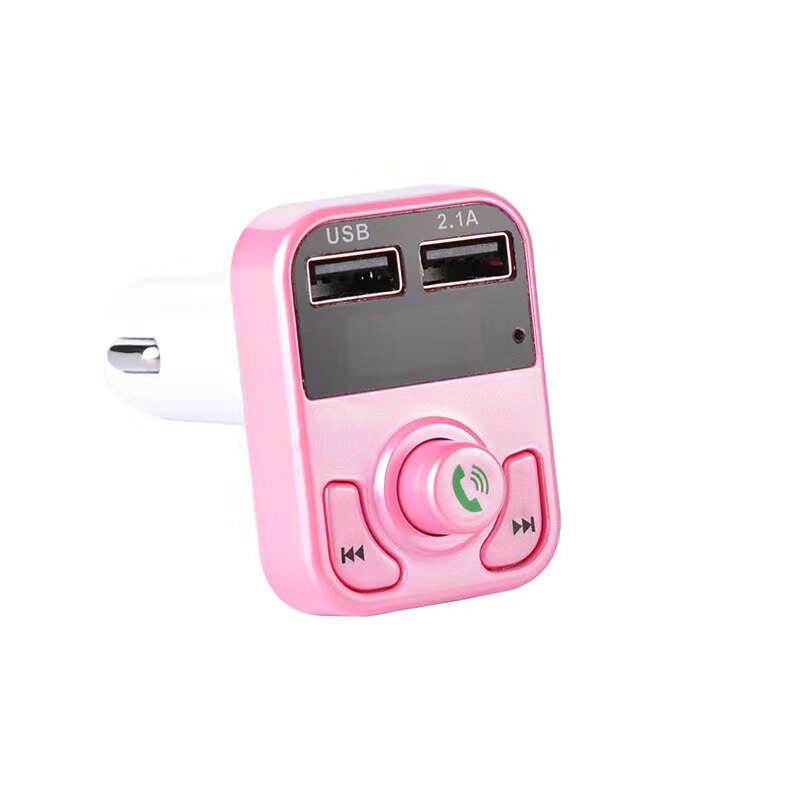 Transmetteur sans fil Bluetooth 5.0 FM pour voiture, mains libres, chargeur MP3, double affichage, lecteur équipé, double USB: Rose Gold