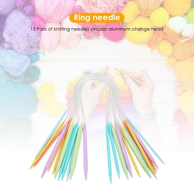 12 Pairs Plastic Circular Knitting Needles Ring Needle Set Sweater Scraf Knitting Weaving Tool Crochet Knitting Needles