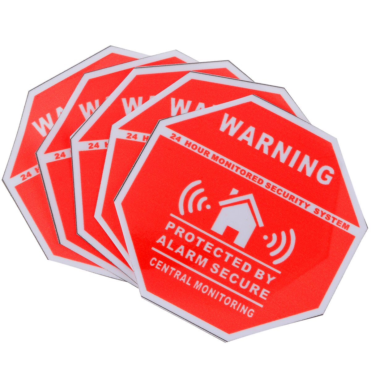 5pcs Home Alarm Security Decals Warning Signs Sticker Window Door Stickers 7.5*7.5cm For Household Safety Supplies