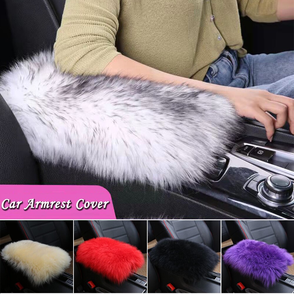 Auto Pluche Armsteun Cover Faux Fur Auto Center Arm Rest Console Pad Wol Kussen Protector Universal Voor Suv/Vrachtwagen/Auto