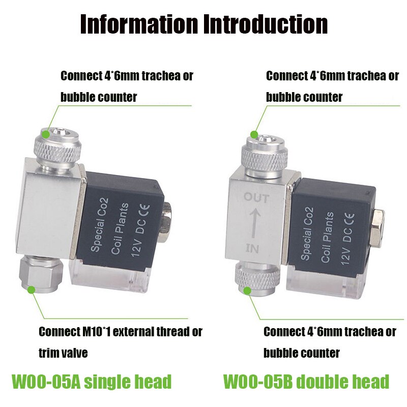 aquarium CO2 solenoid valve AC100-240V input voltage single head double head solenoid valve Universal EditionDC12V