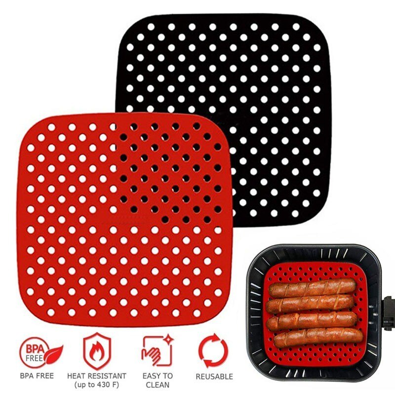 Air Fryer Liner Air Fryer Mat Food Grade Non-Stick Silicone Fryer Basket For 7.5~9-Inch Air Fryers Steamers Kitchen Accessories