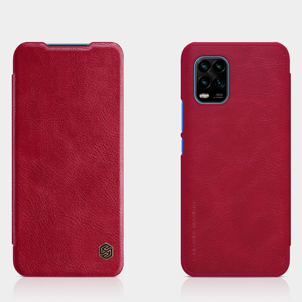 Voor xiaomi  mi 10 lite hoesje nillkin qin serie pu leren flip case voor xiaomi  mi 10 youth 5g mi10 lite cover: Voor  mi10 / Rood