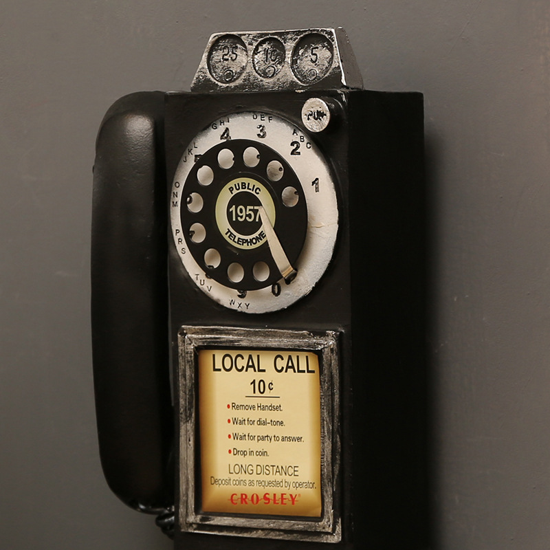 Kreativitet vintage telefon model væghængende ornamenter retro møbler telefon miniature håndværk til bar boligindretning